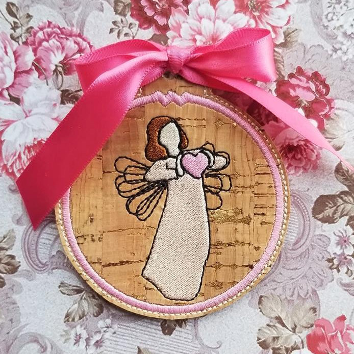 Angel Hop Valentine Ornament 4x4 - Products - SWAK Embroidery