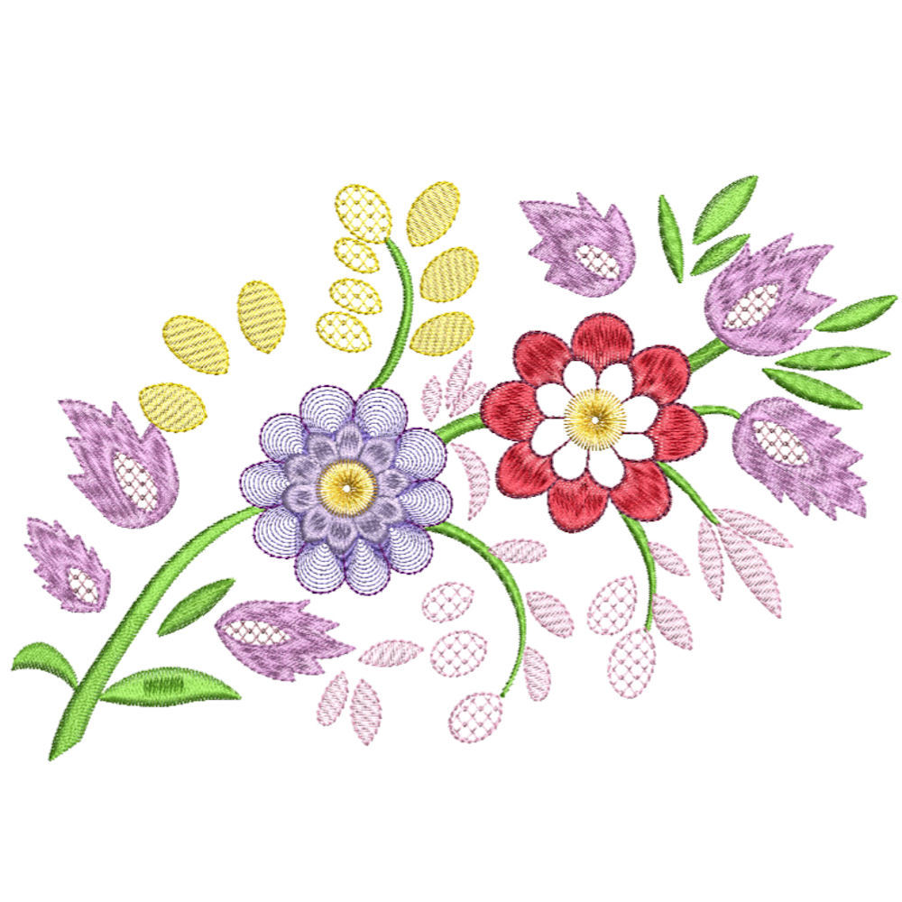 Colourful Flower Compositions Set - 8x8 - Products - SWAK Embroidery