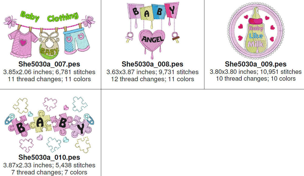 Baby Set - 4x4 - Products - SWAK Embroidery