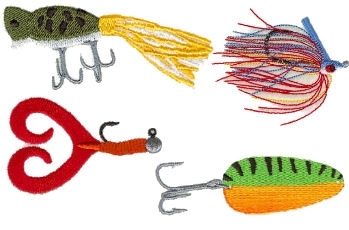 Fishing Lures Set, 12 Designs - Products - SWAK Embroidery
