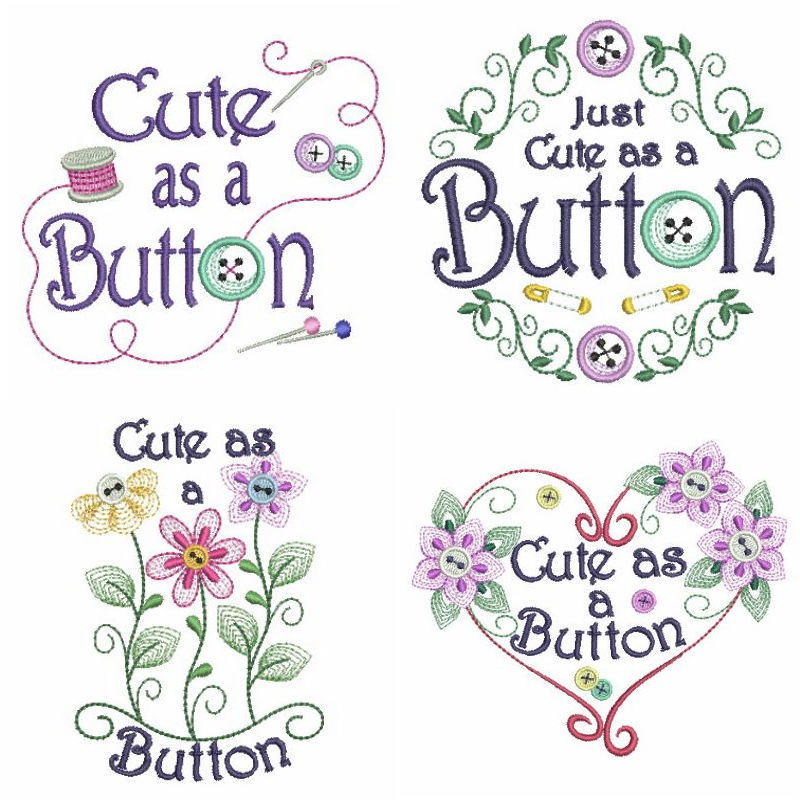 Cute As A Button Set 10 Designs Products SWAK Embroidery Cute As A Button Set 10 Designs Products SWAK Embroidery