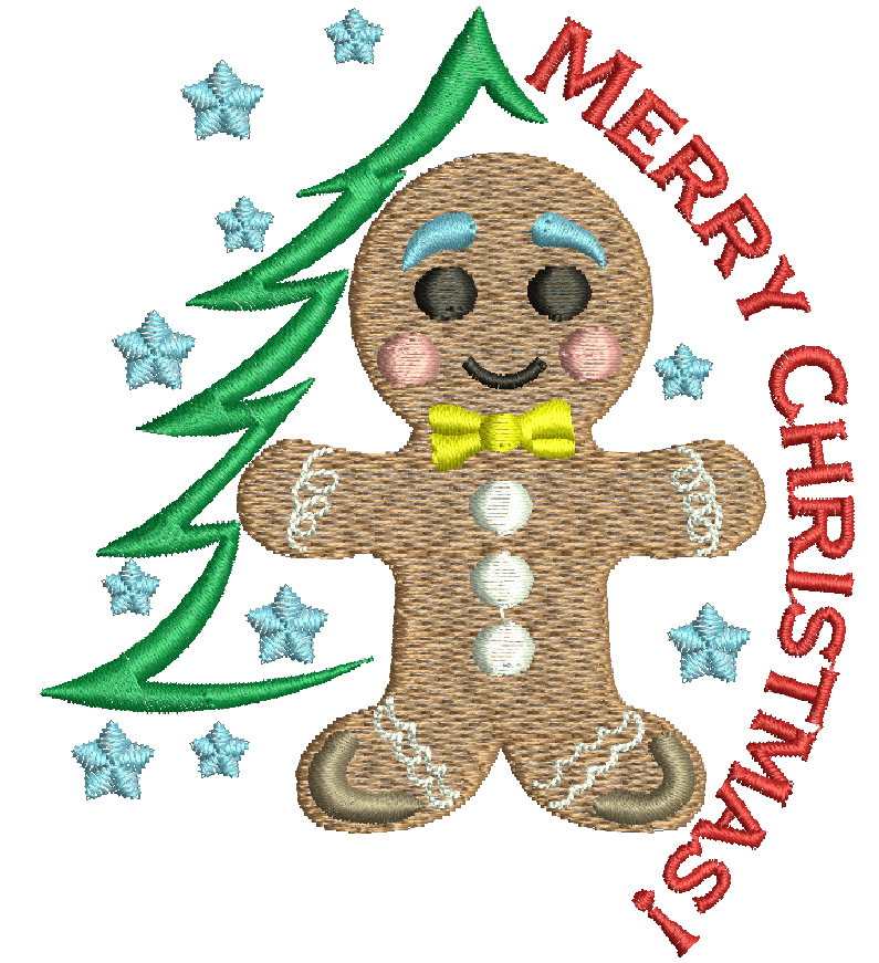 "Merry Christmas Gingerbread Man" is a Free Christmas Machine Embroidery Design from Swak Embroidery!
