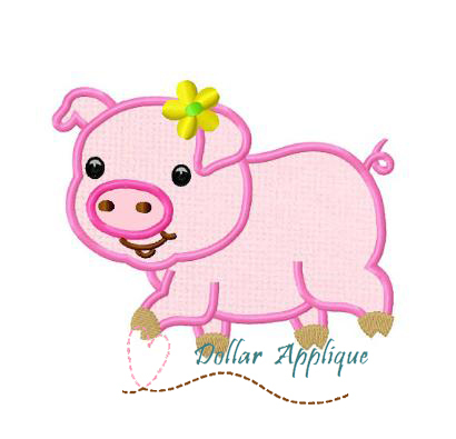 Flower Pig Applique - 3 Sizes! - Products - SWAK Embroidery