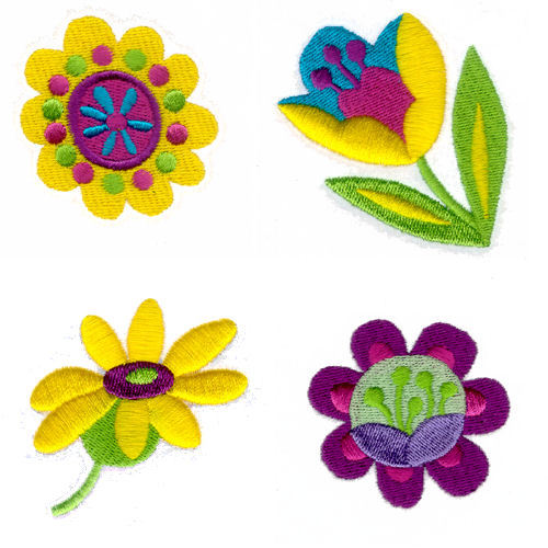 Funky Flowers Set, 10 Designs - 4x4 - Products - SWAK Embroidery
