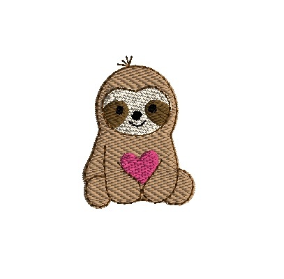 Mini Sloth with Heart - 3 Sizes! - Products - SWAK Embroidery