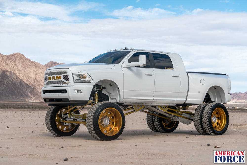 modified dodge ram 3500 dually lifted with stacks